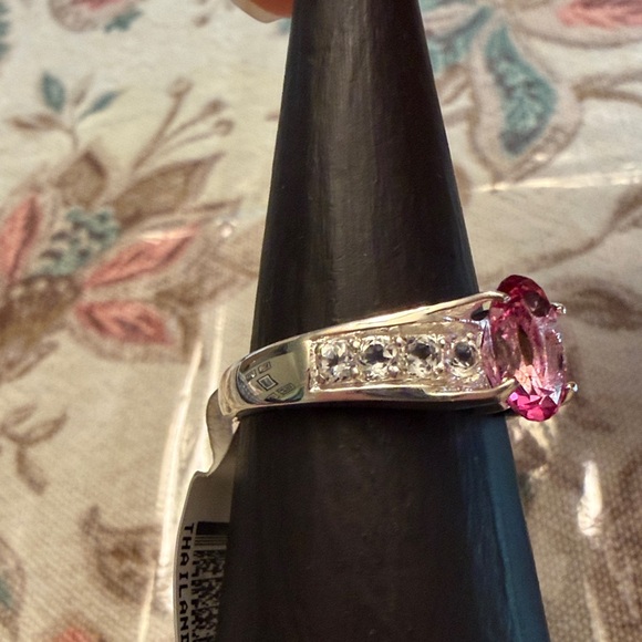 QVC Vintage Pink Gemstone Sterling Silver Ring - Picture 4 of 8